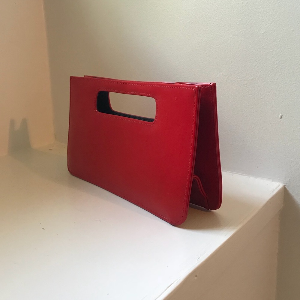 red vinyl vintage mod clutch purse
